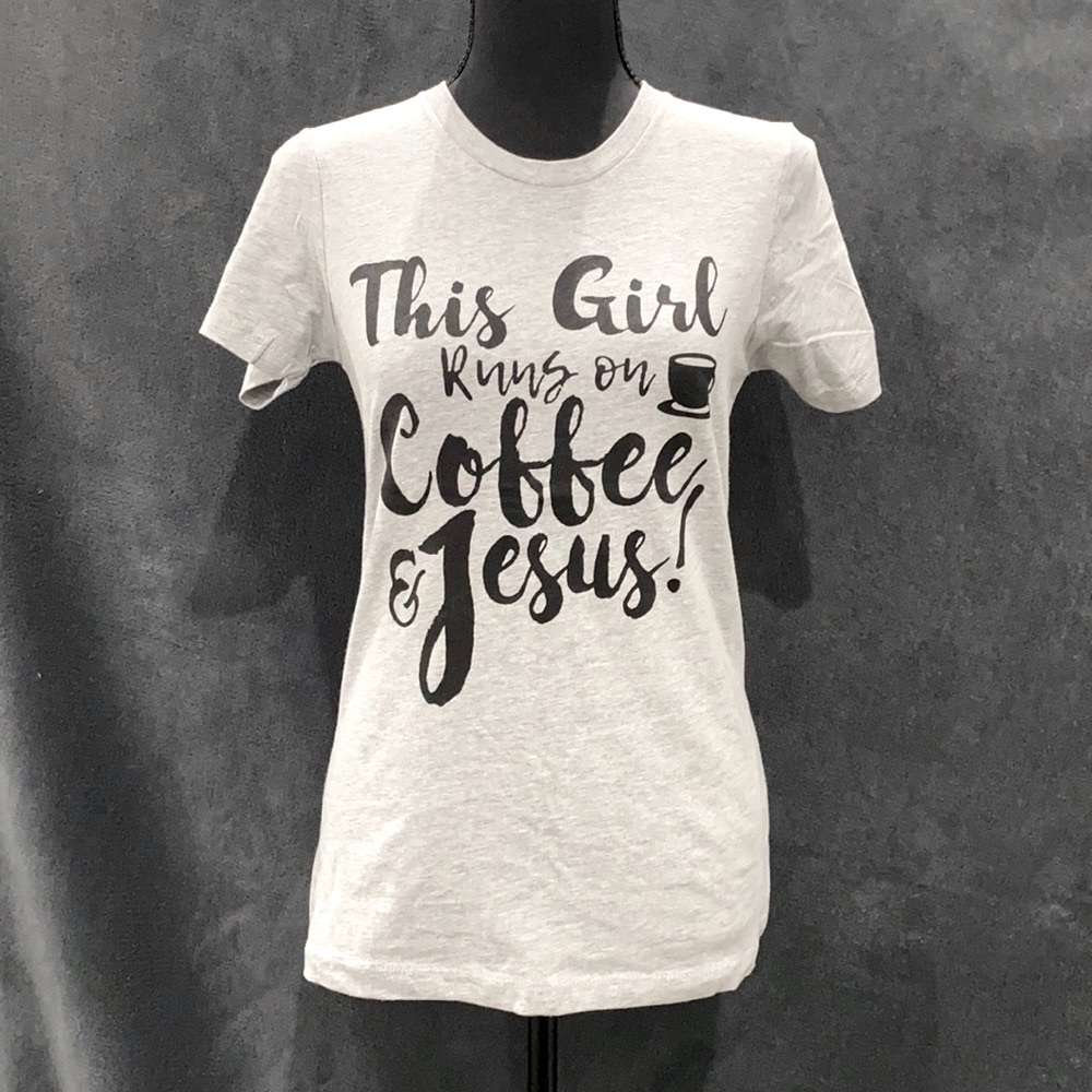 Super cute coffee and Jesus tee